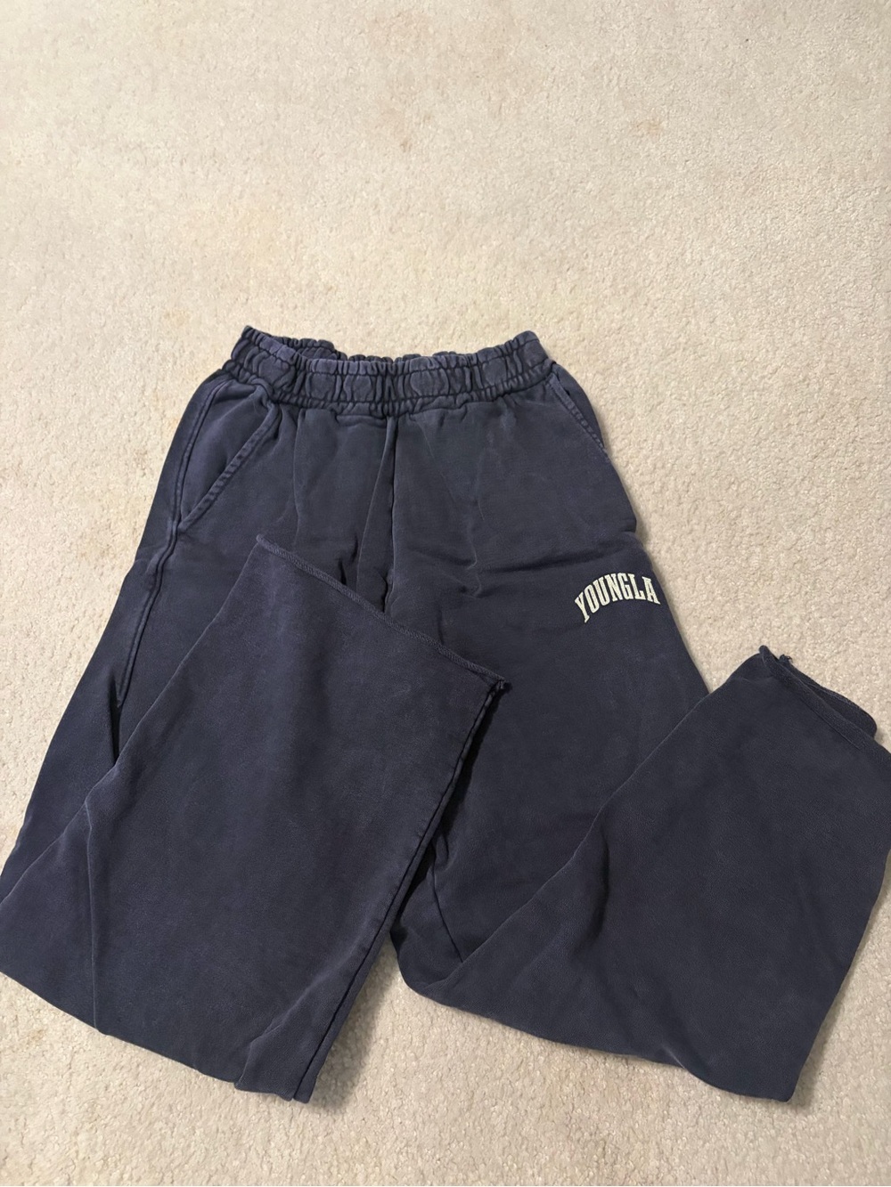 YOUNGLA Men's Navy Sweatpants with Elastic Waist